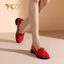 Le Fu shoes womens pedal 2021 New English style soft leather shoes spring and autumn single shoes French flat shoes women