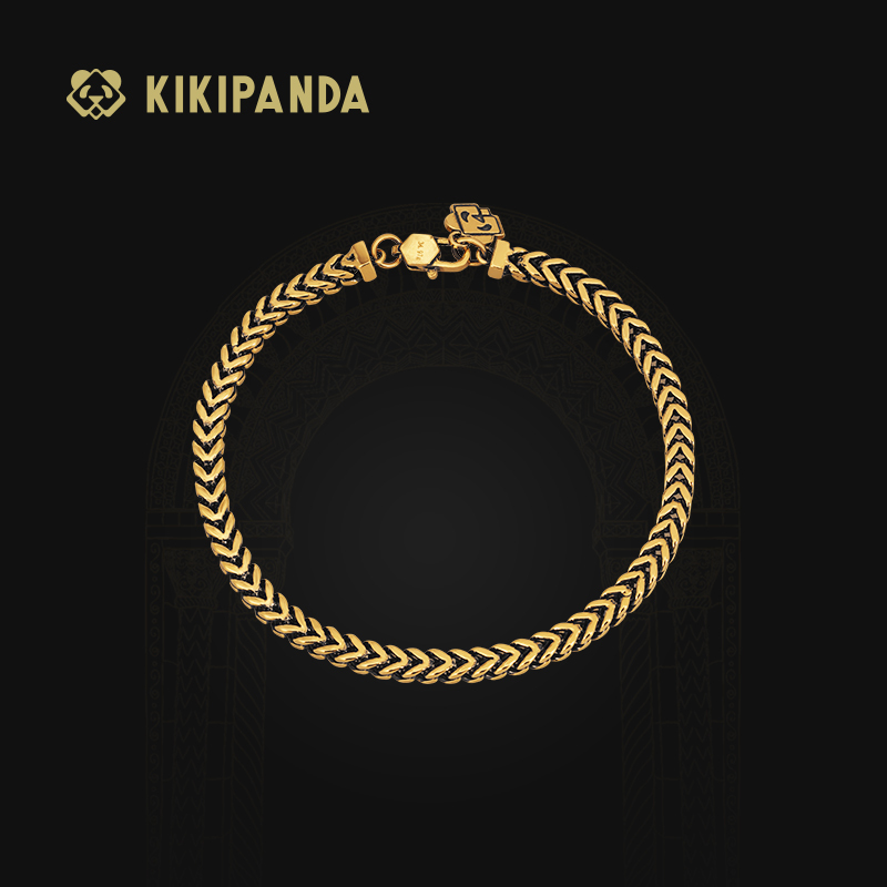 Kikipanda Qiqi Jewelry Black Gold Bracelet for Men and Women, Pure Gold 999 Bracelet, Red Chain Vintage Original Design