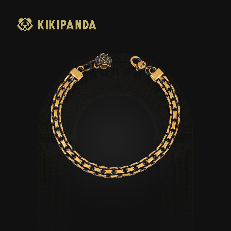 Kikipanda Qiqi Jewelry Black Gold Bracelet for Men and Women, Pure Gold 999 Bracelet, Original Design