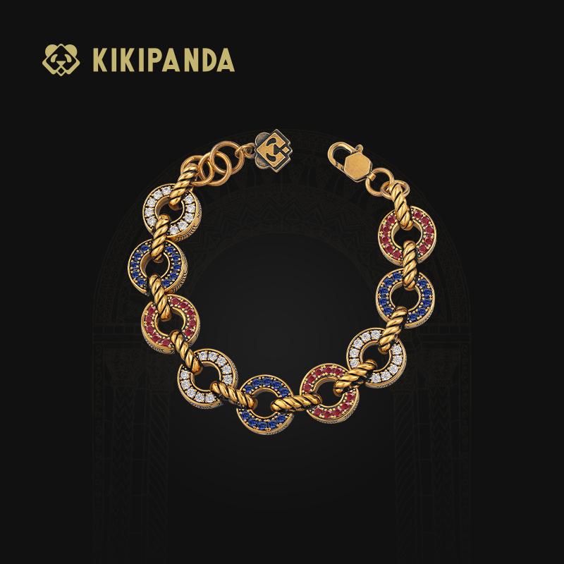 Kikipanda Qiqi Jewelry Black Gold Bracelet for Women, Pure Gold 999 Interlocking C Original Bracelet