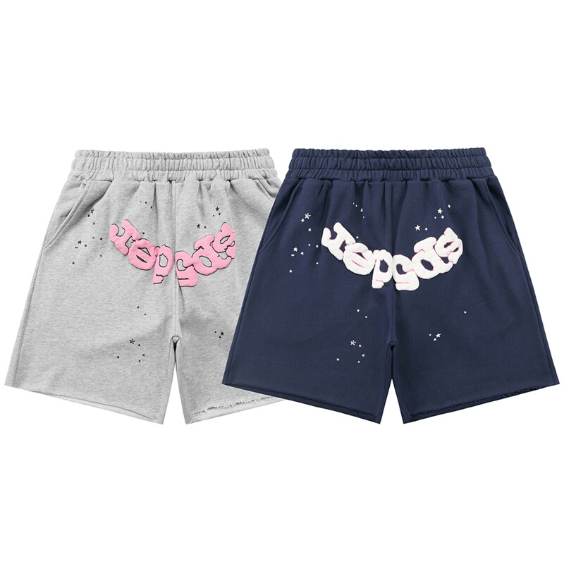 Sp5Der 555 Spider Web Foam Print Shorts Unisex Loose Casual Versatile Couple Sports Pants Trendy