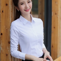 White shirt womens long sleeve professional wear white shirt with cotton slim slim dress overalls vertical stripe blue