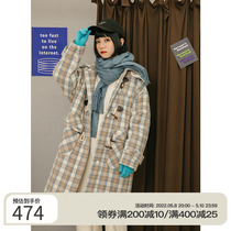 omont egg tart retro loose plaid fur coats womens 2021 new medium long sleeves big coat winter