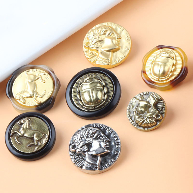 Coat button retro metal button men and women suit trousers button top windbreaker coat round button accessories
