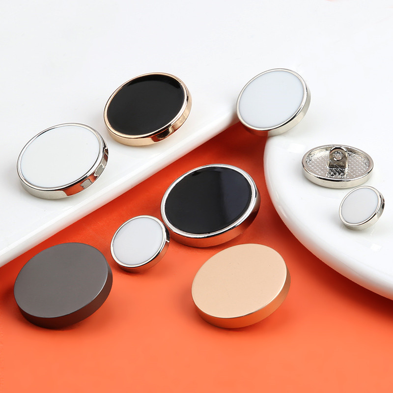 Metal button suit high-grade flat button wild men's and women's suit coat windbreaker round black button accessories