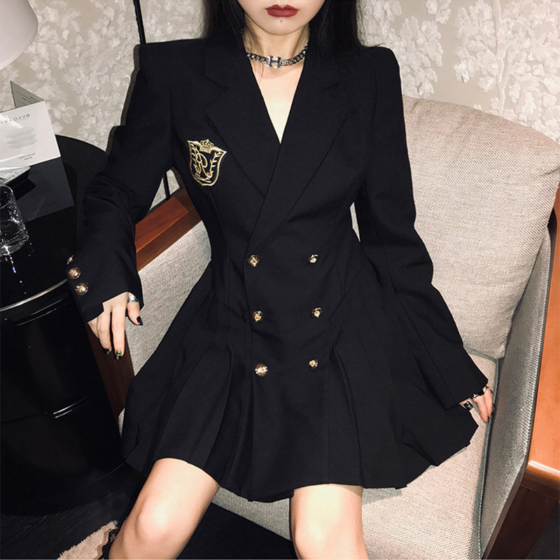 Sandro Moscoloni Yamamoto style college suit skirt 2023 spring and summer new waistline slimming little black dress
