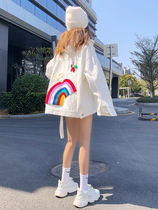 SANDRO MOSCOLONI2022 new loose rainbow design niche for long white cowboy coat