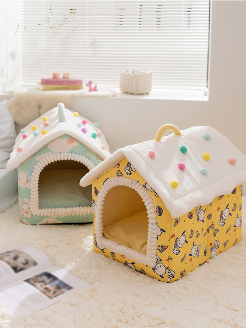 Dog House for Autumn and Winter, Warm, Removable and Washable, Villa-Style for Small Dogs, Enclosed Dog House Tent, Suitable for All Seasons, Cat House