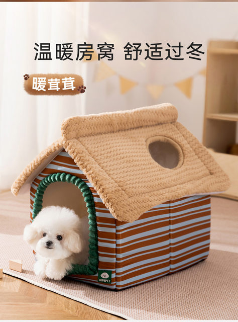 New Autumn and Winter Dog House, Removable and Washable Villa Cat House, Thickened and Warm, Enclosed and Safe, Suitable for Small Dogs Like Bichon Frise