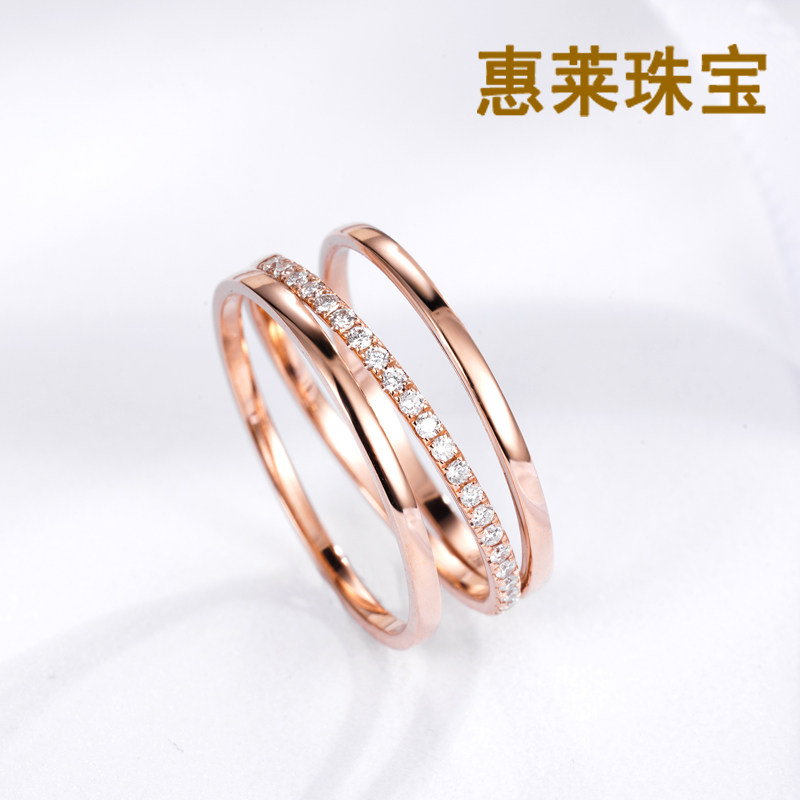 Wyley jewelry 18K gold gold gold diamond ring girl simple three ring ring diamond ring