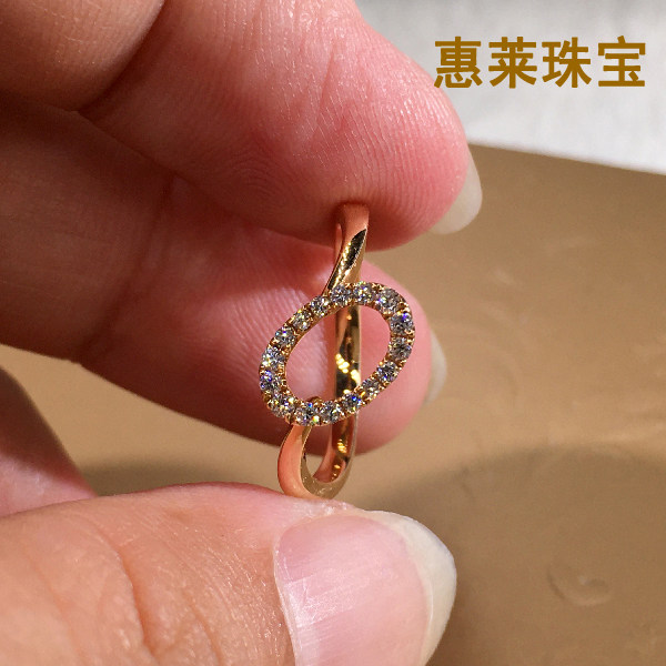 18k gold diamond egg ring fashion of simple hollow shape ring ring ring ring of luxury diamond ring