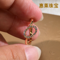 18k gold natural diamond egg-shaped ring Fashion simple hollow shape female ring Tail ring Protection ring Light luxury diamond ring