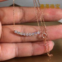 Huilai Jewelry 18K rose gold white gold smile diamond Necklace Female smile row diamond real diamond pendant Necklace