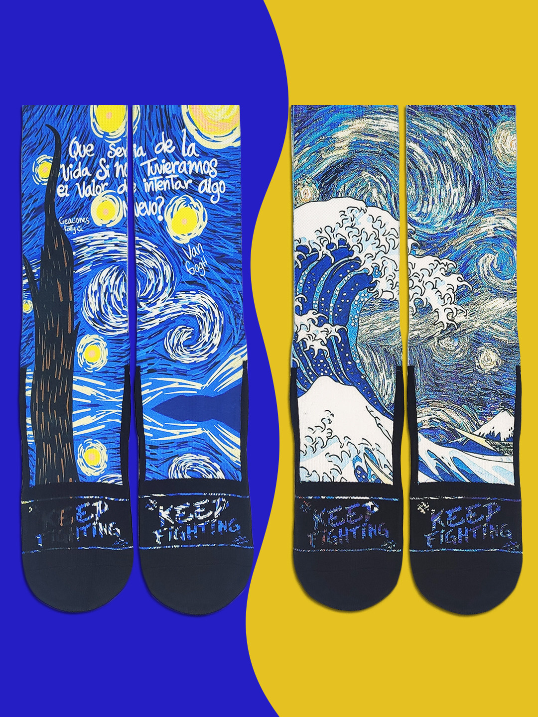 Niche artistic trend Van Gogh's famous oil painting socks designer creative literary print towel bottom mid-tube socks