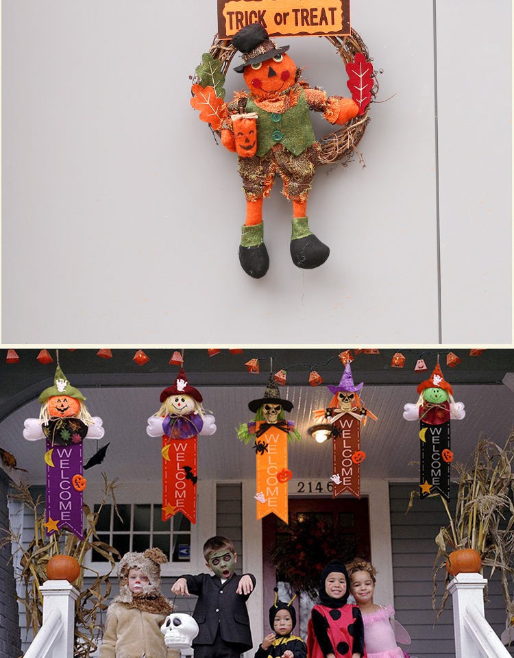 Halloween bí ngô 骷髅 cửa bù nhìn treo cửa treo đồ trang trí ma lễ hội trung tâm mua sắm thanh trang trí cung cấp đạo cụ - Sản phẩm Đảng / Magic / Hiệu suất bộ đồ halloween