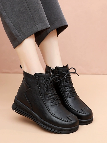 Зимние нескользящие удерживающие тепло короткие сапоги для матери для кожаной обуви, для среднего возраста