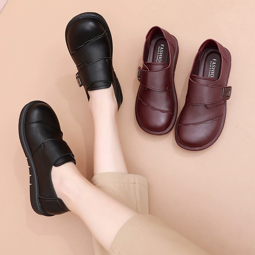 Комфортная обувь для матери, нескользящие туфли для кожаной обуви, осенняя, для среднего возраста, мягкая подошва