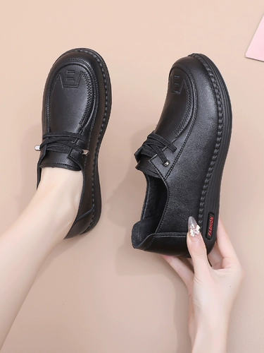 Комфортные туфли для матери, нескользящая рабочая обувь для кожаной обуви, для среднего возраста, мягкая подошва