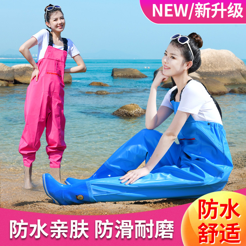 Women's Waders, Half-Body One-Piece Fishing Waders, Beach Rain Boots, Big Kids' Waterproof Rain Pants, Children's Beachcombing and Water Activities Clothing