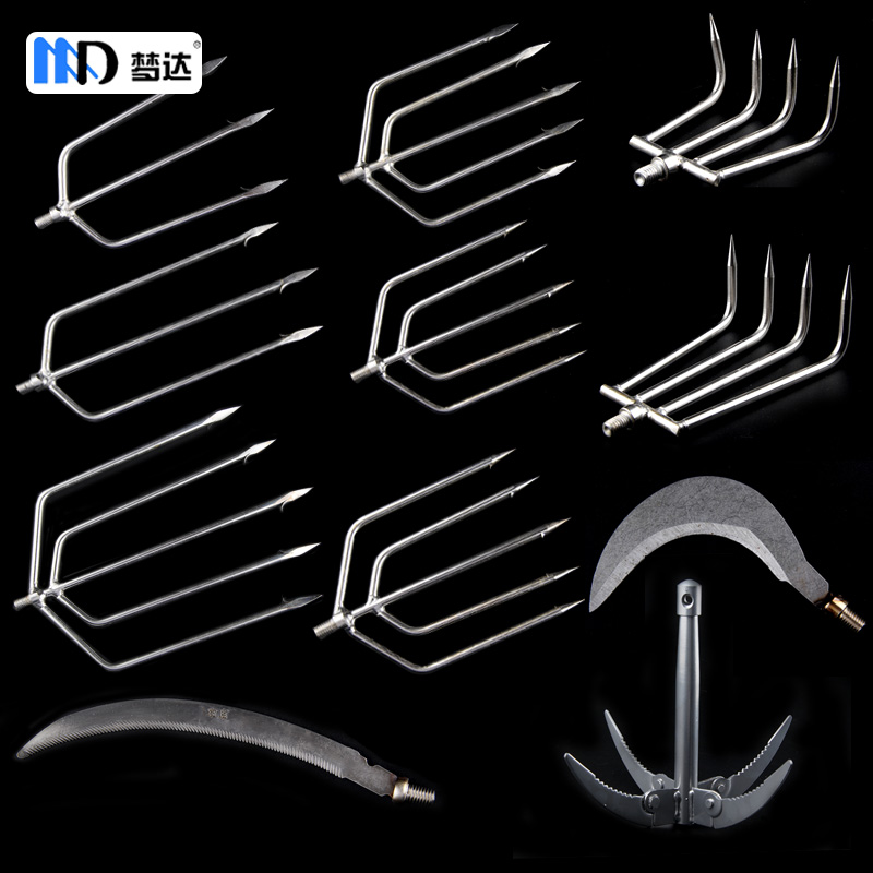 Fish Fork Fishing Gear Stainless Steel Water Grass Sickle Cutting Grass Knife With Barb Fish Fork Head Hitch Fishing Accessories