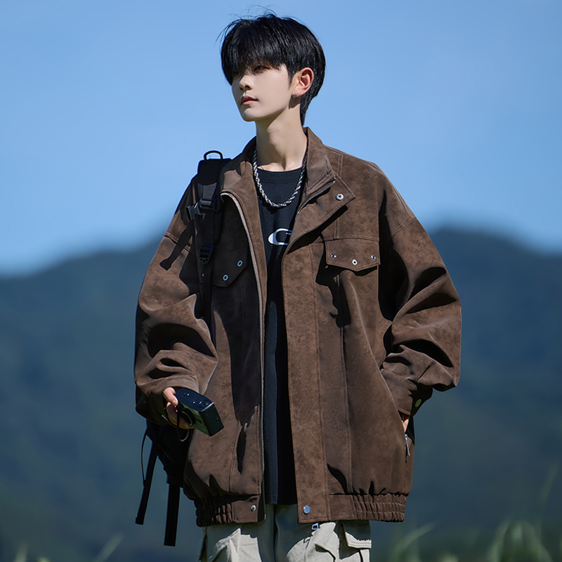 American-Style Tie-Dye Biker Jacket for Men, Spring and Autumn Trendy Leather Jacket, 2026 New Style Youth Lapel Workwear Jacket American-Style Tie-Dye Biker Jacket for Men, Spring and Autumn Trendy Leather Jacket, 2026 New Style Youth Lapel Workwear Jacket