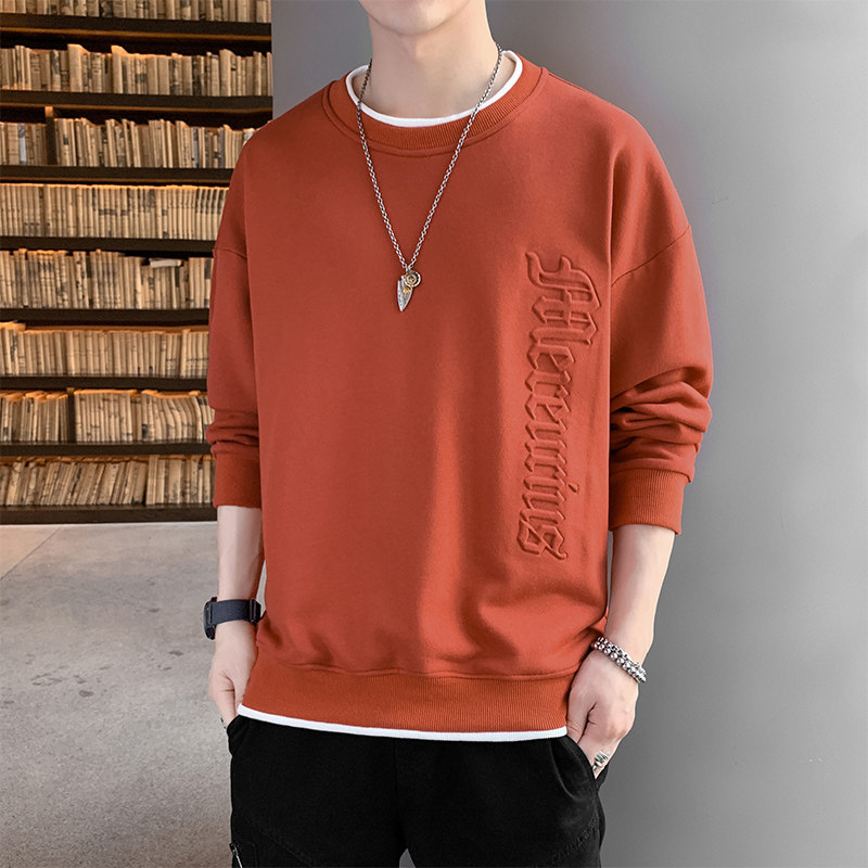 Long-sleeved t-shirt men's spring and autumn 2023 new tops t-shirt American tide brand round neck boys bottoming clothes