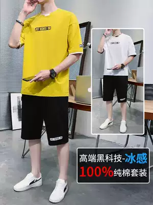 2020 new trend short sleeve T-shirt men's suit summer Korean trend leisure sports handsome set tremble