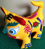 Large medium and small yellow space velvet cotton cloth pure handmade cloth tiger town house Tiger rich Tiger fabric toy ornaments