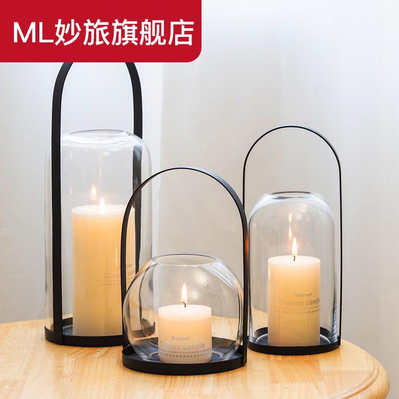 Glass Candle Holder Pendulum Nordic Home Romantic Candlelight Dinner Dining Room West Restaurant Aroma Lavender Creative Candle Lamp