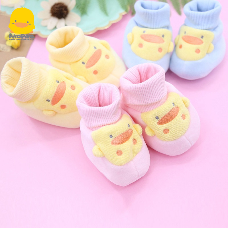 Yellow Duckling Newborn Baby Socks Shoes Socks 0-1 Year Old Baby Solid Socks June Autumn Winter Floor Socks