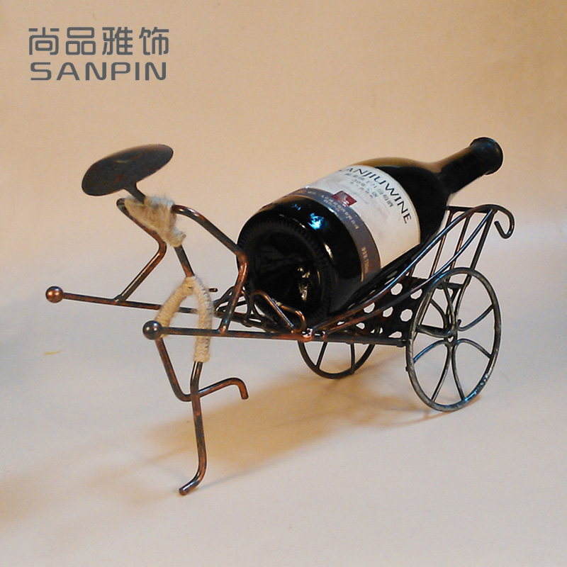 Creative Yellow Bag Car Red Wine Rack Craft Gifts Swing Accessories West Restaurant Home Decoration Items Swing Pieces Kitchen Wine Cabinet Shop Window Furnishing