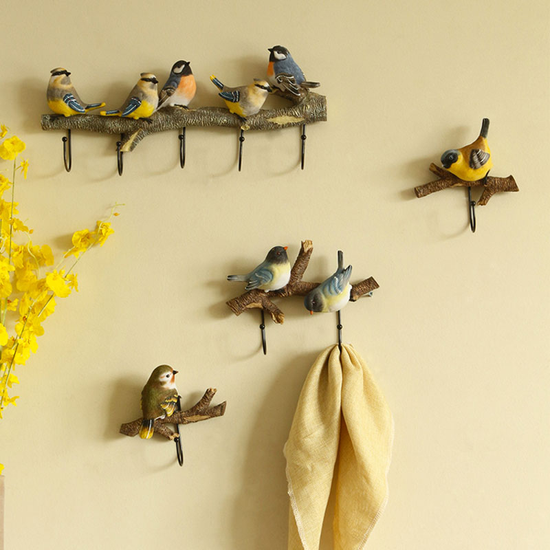American Countryside Small Bird Hook Retro Genguan Hanging Clothes Hook Living-room Entrance Wall Hanging Clothes Hanger Key Wall-mounted