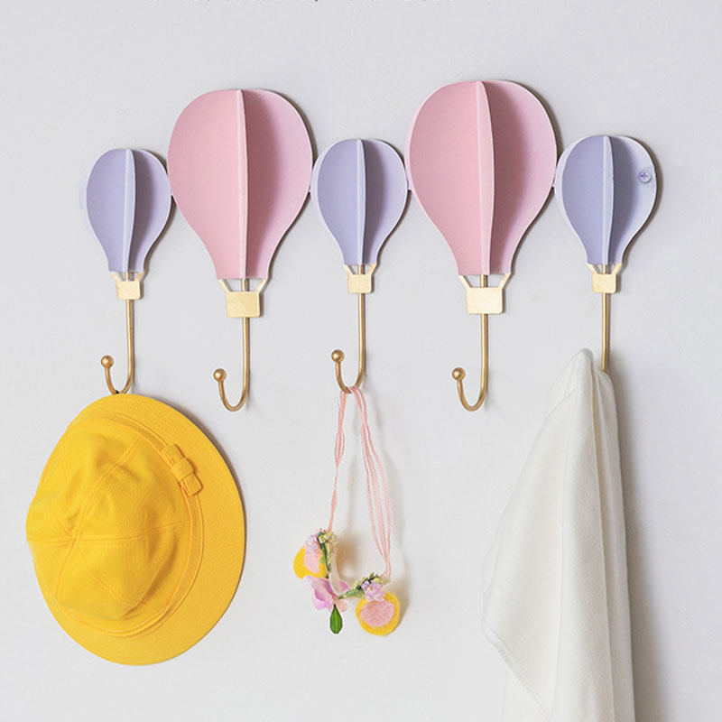 Nordic Net Red Hot Air Balloon Hooks creative children's house entrance door key GENGUAN WALL DECORATIVE CLOAK HOOK
