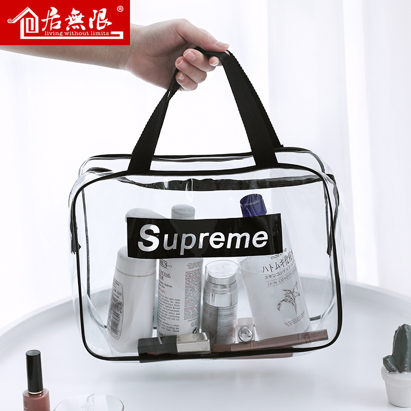 Travel Containing Bag Woman Makeup Bag Waterproof Transparent Mesh Red Portable Large Capacity Washing Bag Men Multifunction