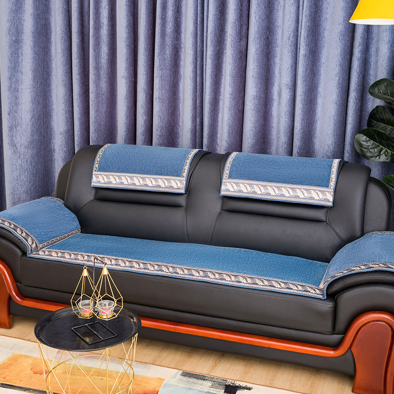 Office leather sofa cushion four seasons universal non-slip simple modern high-end Chinese style sofa cover custom