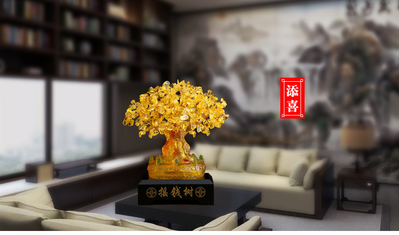 Citrine Cây May Mắn Trang Trí Fortune Tree Trang Trí Nội Thất Tủ Rượu Tủ TV Phòng Khách Văn Phòng Tiền Nhỏ Tree