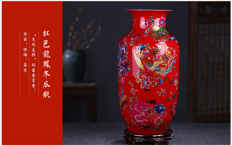 Jingdezhen ceramic big vase furnishing articles large sitting room ground flower arrangement of new Chinese style household porch TV ark, furnishing articles