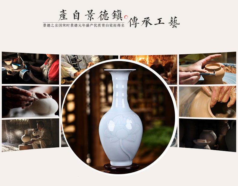 Jingdezhen ceramic floret bottle of Chinese style living room furnishing articles furnishing articles celadon flower arranging rich ancient frame porcelain home decoration