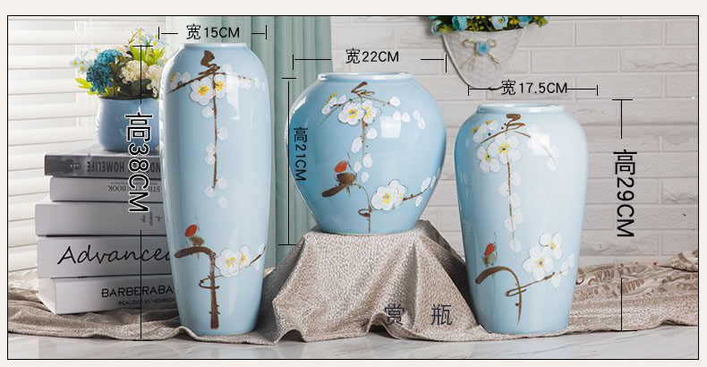 Ceramic vase three - piece furnishing articles of modern Chinese style living room TV cabinet flower arranging creative household adornment ornament