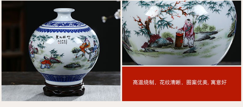 Jingdezhen ceramic furnishing articles antique blue and white porcelain vases, flower arrangement is lucky bamboo home sitting room TV ark, adornment