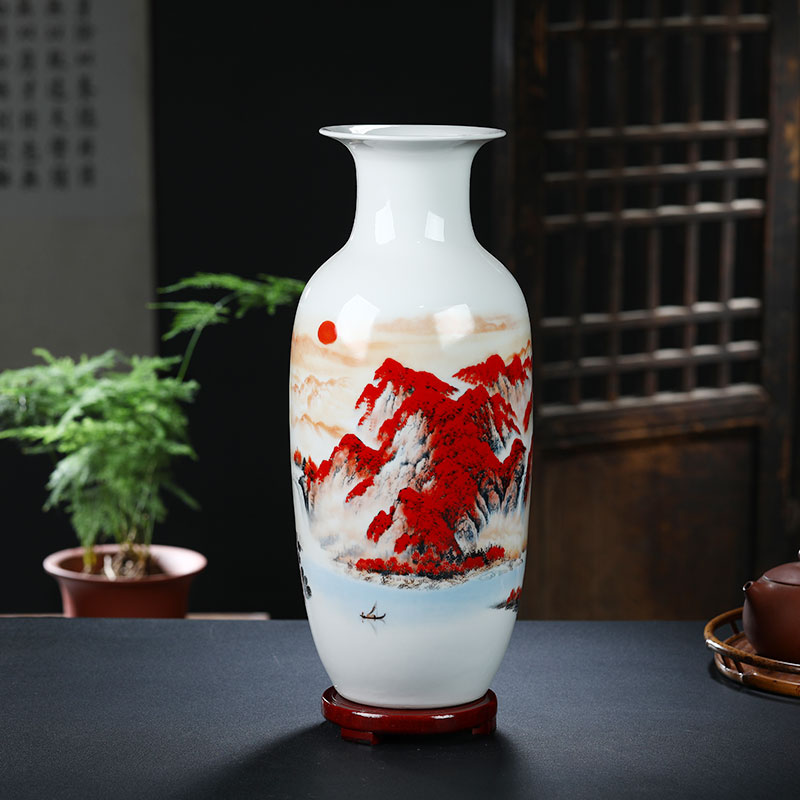 Luck, three - piece ceramic vase of jingdezhen porcelain decorative furnishing articles study wine TV ark, arts and crafts