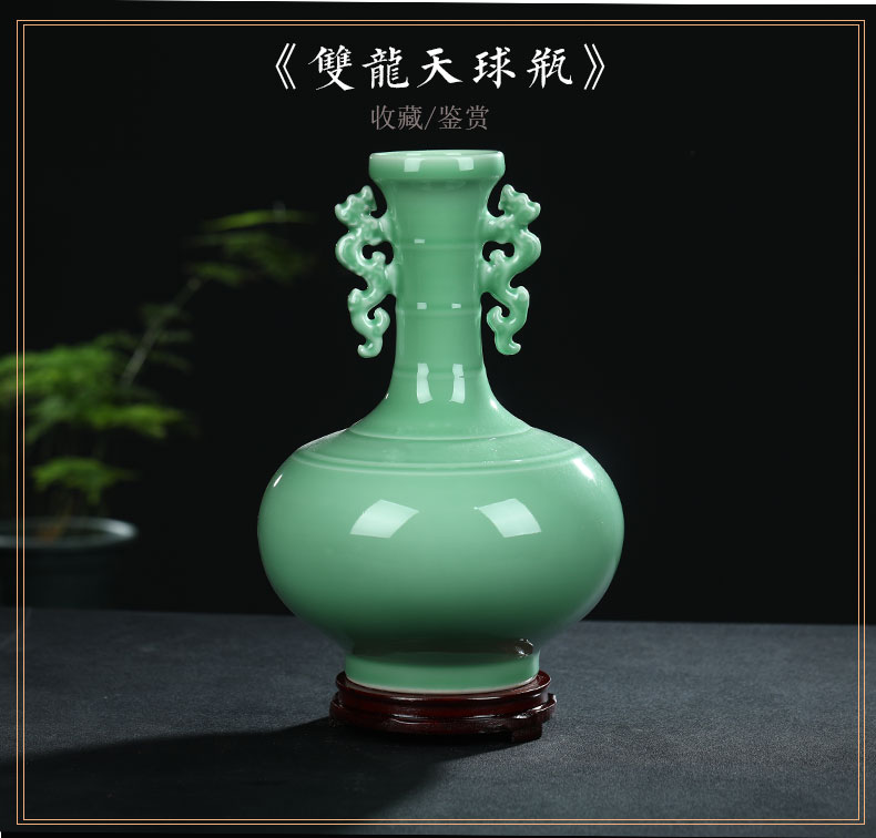 Jingdezhen ceramic antique shadow blue glaze ears vase Chinese style restoring ancient ways is the sitting room porch decoration rich ancient frame furnishing articles