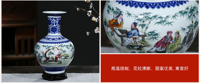 Jingdezhen ceramic furnishing articles antique blue and white porcelain vases, flower arrangement is lucky bamboo home sitting room TV ark, adornment