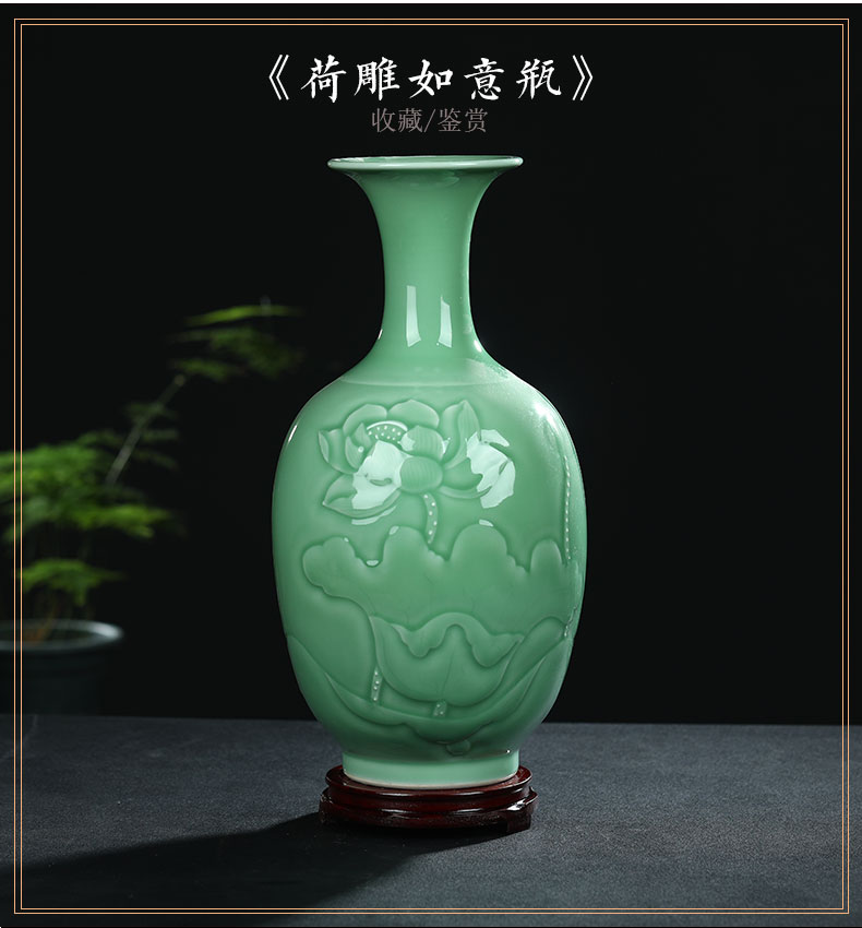 Jingdezhen ceramic antique shadow blue glaze ears vase Chinese style restoring ancient ways is the sitting room porch decoration rich ancient frame furnishing articles