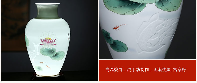 Jingdezhen ceramics hand - made thin foetus carving knife clay and exquisite vase Chinese flower arranging sitting room adornment is placed
