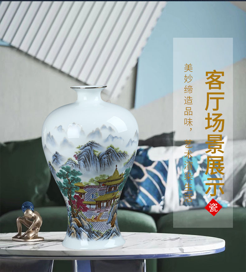 Jingdezhen ceramic vases, new Chinese style living room porch TV ark, flower arranging flower decoration craft ornaments furnishing articles