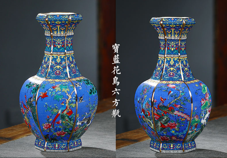 Jingdezhen ceramics enamel see colour imitation the qing qianlong vase Chinese style classical wine flower arrangement sitting room adornment ornament