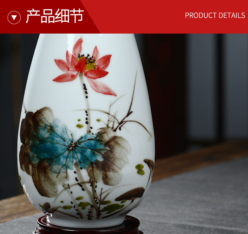 Jingdezhen ceramics hand - made Chinese vase peony lotus flower arranging home decoration wine crafts are sitting room