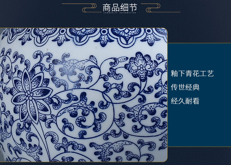 Jingdezhen blue and white porcelain ceramic vases, sitting room of Chinese style household flower arranging, TV ark, adornment rich ancient frame furnishing articles