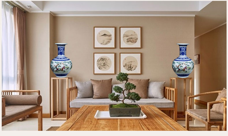 Jingdezhen ceramic furnishing articles antique blue and white porcelain vases, flower arrangement is lucky bamboo home sitting room TV ark, adornment